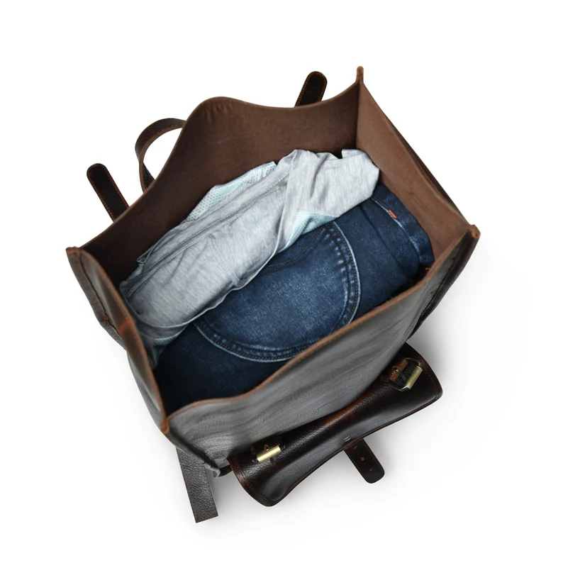 Personalized Leather Rolltop Backpack|Full Grain Leather Rolltop Rucksack Men|15