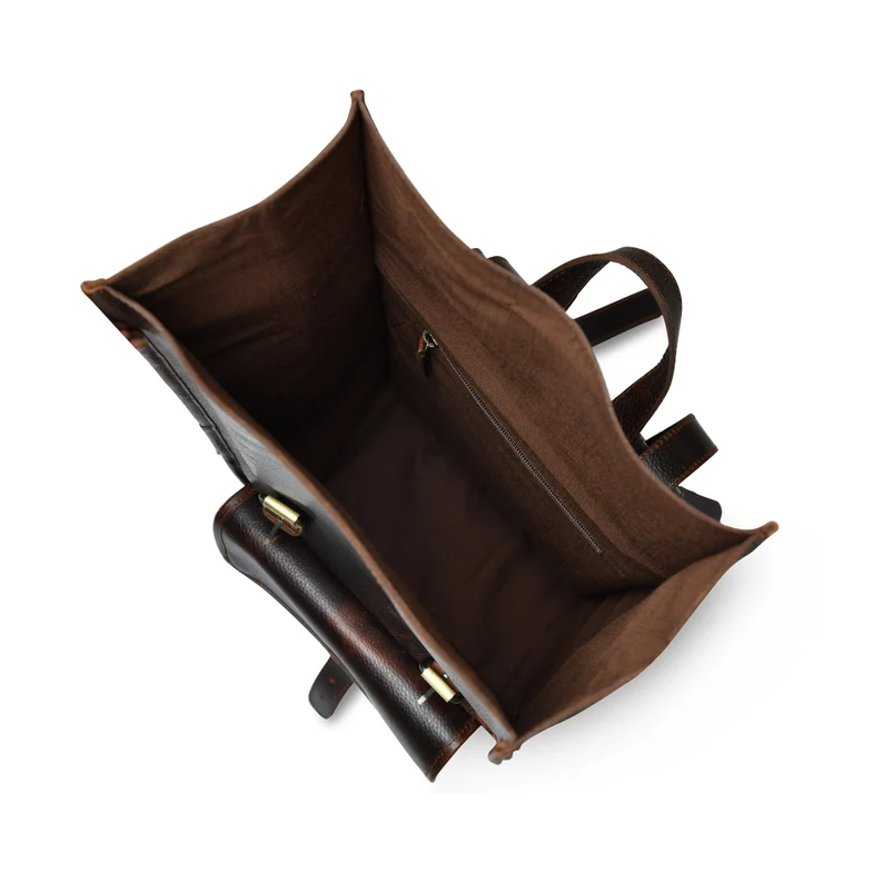 Personalized Leather Rolltop Backpack|Full Grain Leather Rolltop Rucksack Men|15