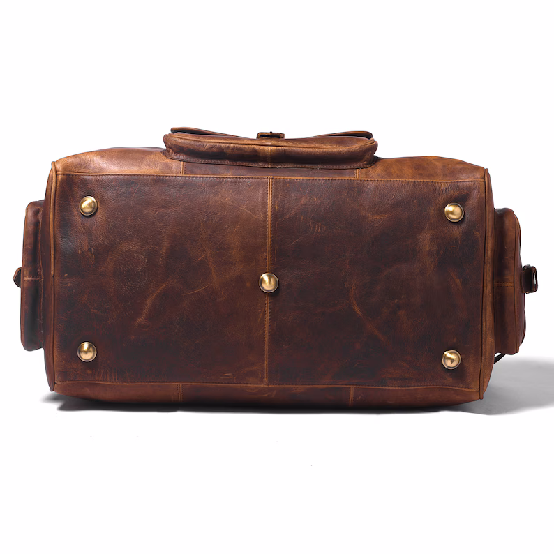 Vintage Leather Duffel Bag Brown|Leather Bag For Travelling|Handmade Leather Weekender Flight Bag|Personalized Valentine's Day Gifts For Him