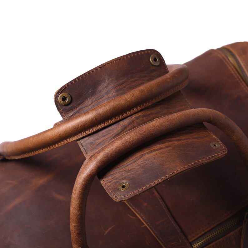 Vintage Leather Duffel Bag Brown|Leather Bag For Travelling|Handmade Leather Weekender Flight Bag|Personalized Valentine's Day Gifts For Him