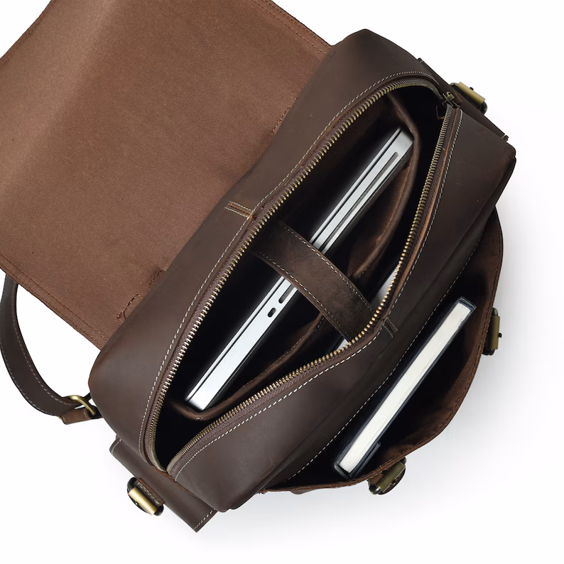 Monogrammed Leather Laptop Backpack|Handmade Leather Travel Bag Brown|Personalised Leather Rucksack For Her|Unique Engraved Gifts For Her