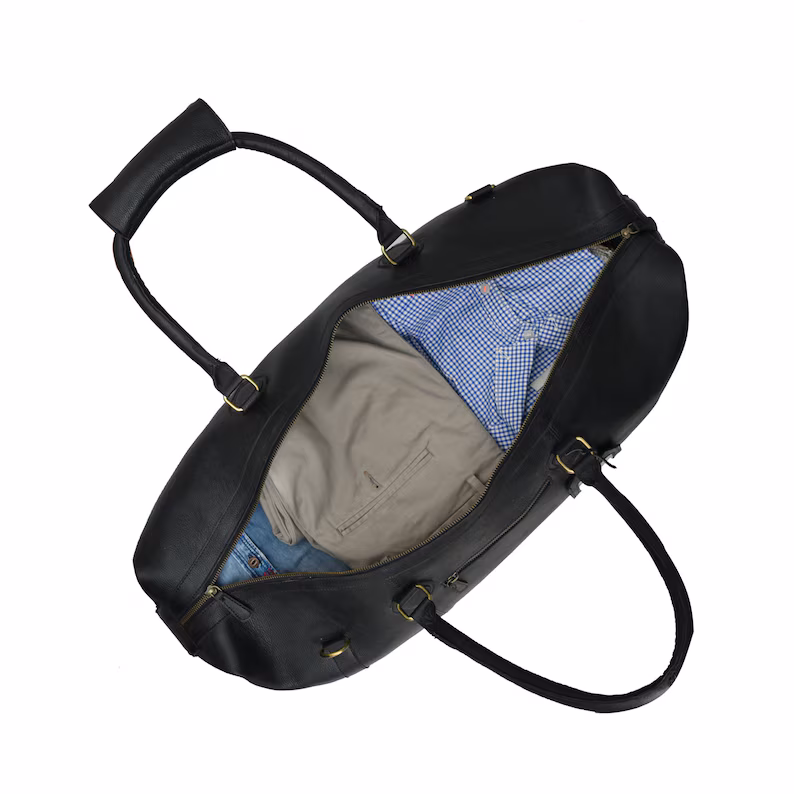 Personalized Mens Travel Bag|Black Leather Weekender Bag|Unique Gifts For Him| Handmade Full Grain Leather Duffle Bag| Leather Holdall Men