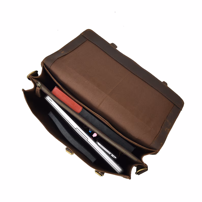 Leather Messenger Bag Briefcase for Men, Full Grain Leather Briefcase Laptop Computer Bag for Men, Genuine Leather Satchel Bag For Men, Gift