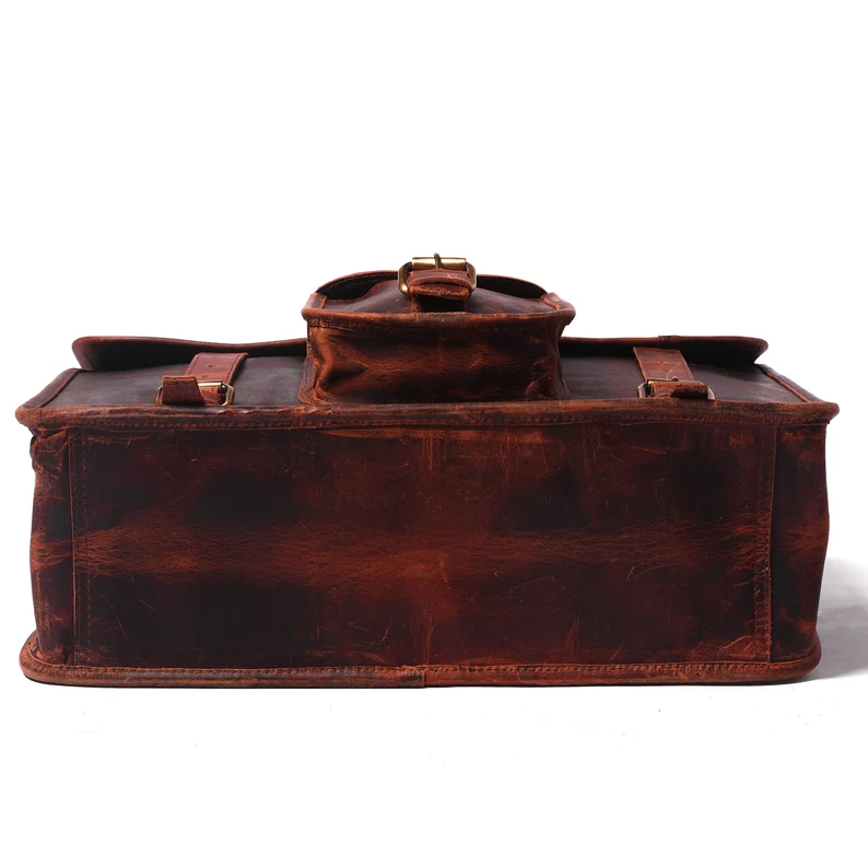 Vintage Brown Personalised 15“Laptop Bag, Handmade Buffalo Leather Messenger Bag, Crossbody Full-grain Computer Bag, Stylish Gifts For Him