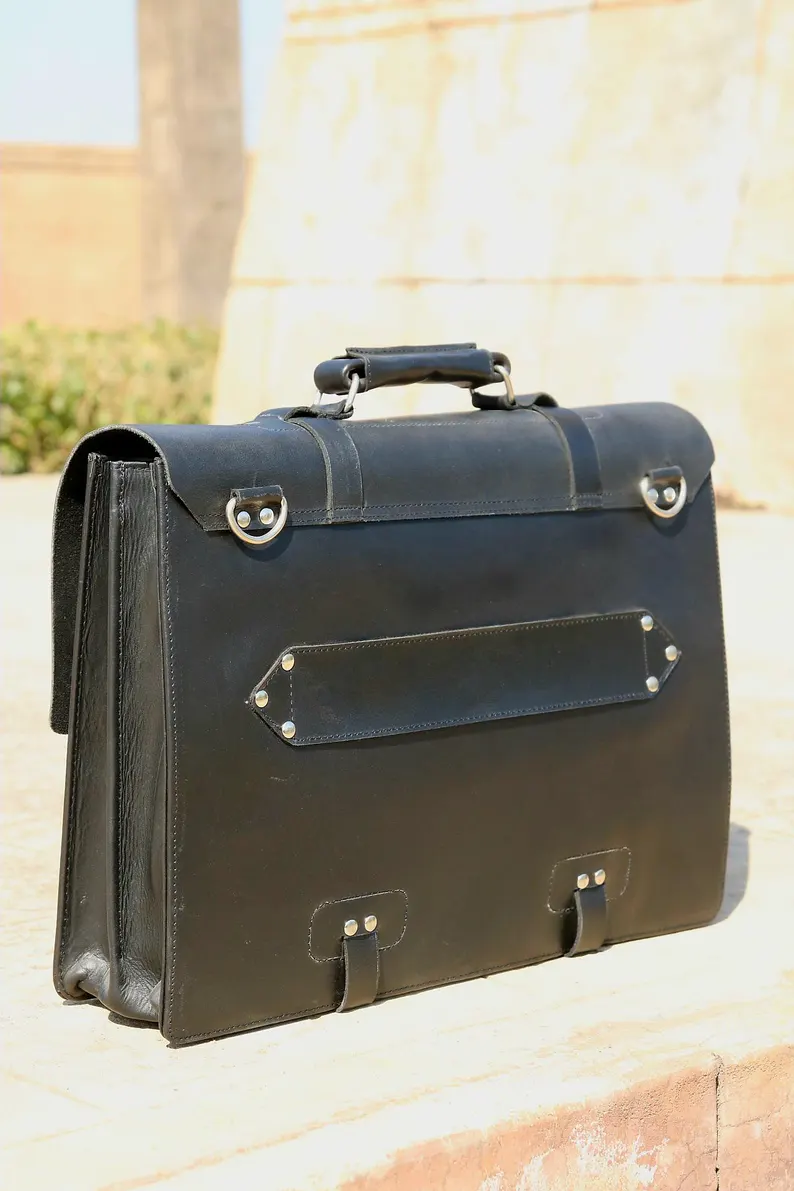 Leather laptop bag, Messenger bag, Double compartment leather office bag, handmade laptop bag for men, file orgniser office bag